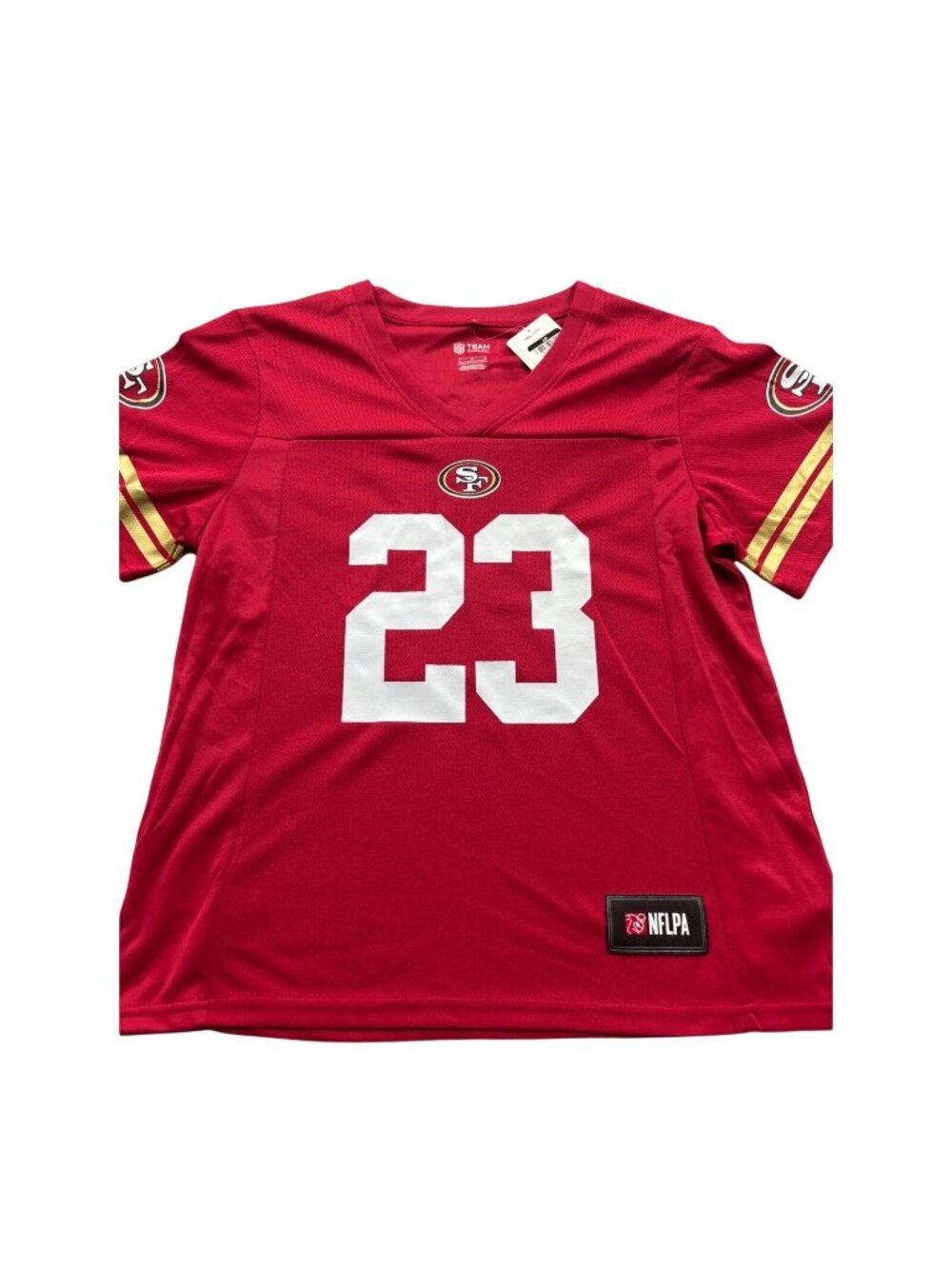 NWT NFL San Francisco 49ers Christian McCaffrey Jersey, Women's Large MSRP $50
